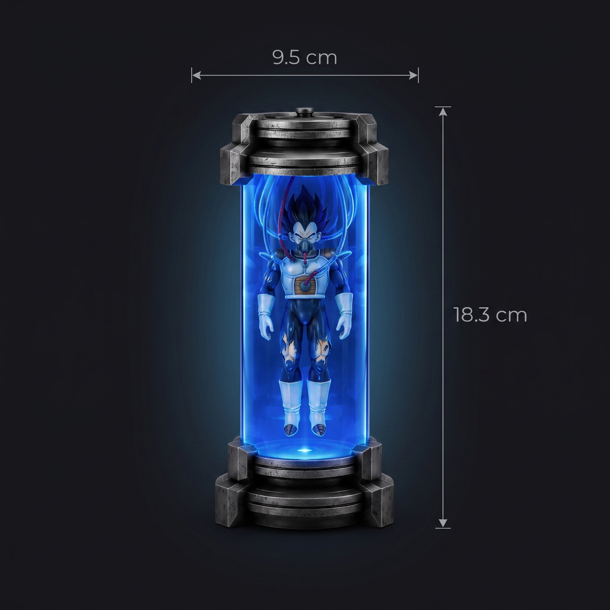 Healing Pod Lamp - Vegeta, dimensions 9.5 cm by 18.3 cm
